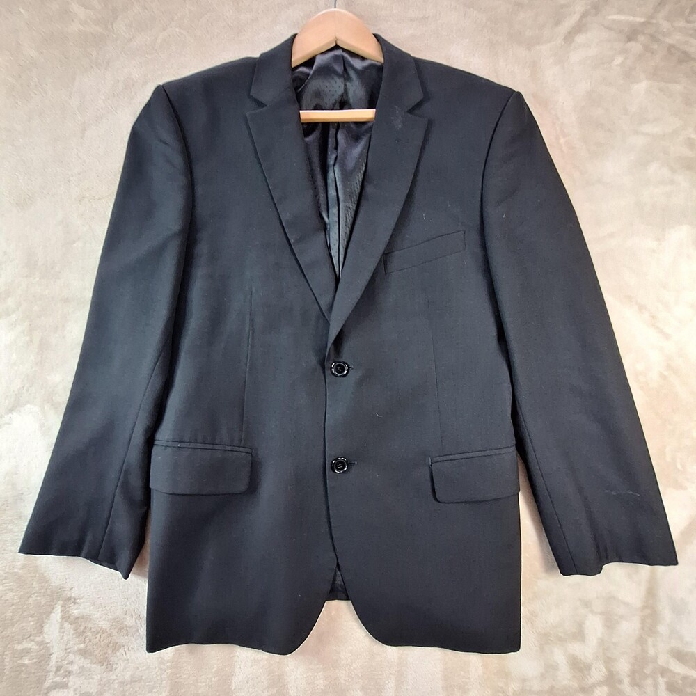 Mantoni Blazer Mens 40 Black Super 140s Wool 2 Button Double Vented Sport Coat